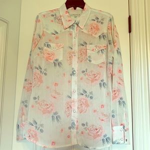 Ladies Roper Long Sleeve Pearl Snap Blouse